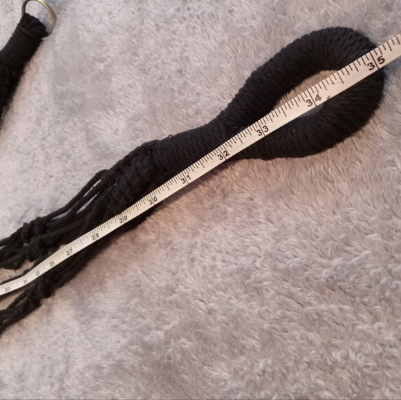 Plant Hanger Macrame Black Floral Beads Set Of 2 With Rings Handmade Small Med - Picture 13 of 15